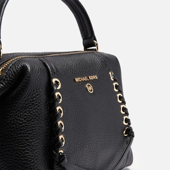 Michael Kors Sia Small Double Zip Crossbody Black Leather Handbag - Picture 2 of 11